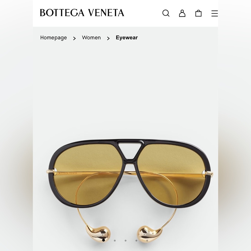 Bottega Veneta Black and Gold Aviator Sunglasses